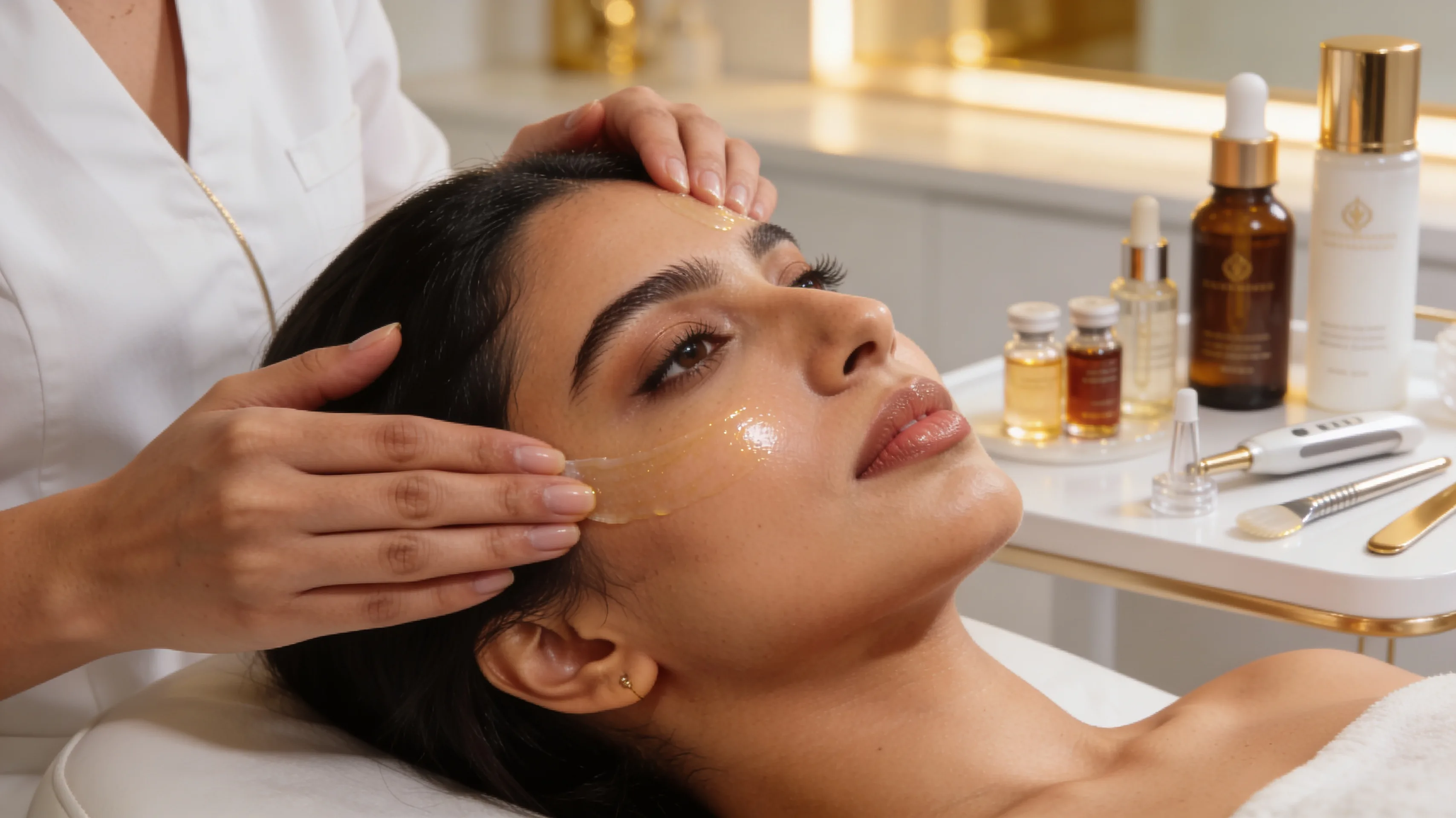 Client receiving luxury facial treatment