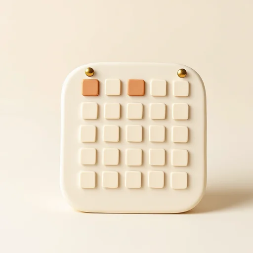 A clay calendar with meeting slots filled in.